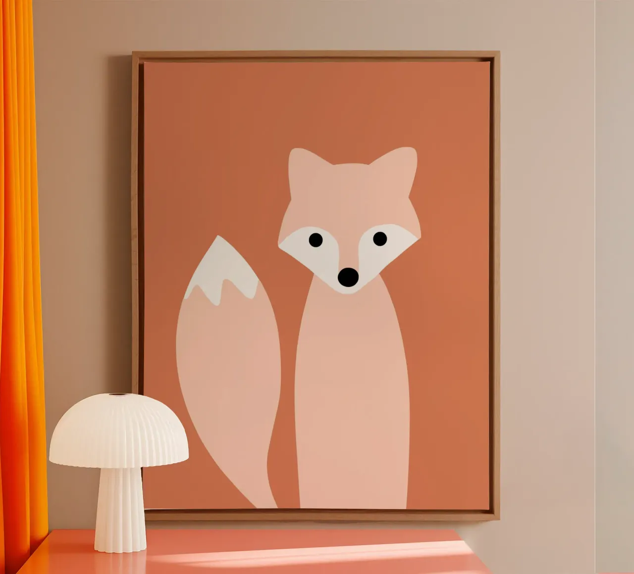 Nursery dier - Vos canvas met Baklijst van Little Dean