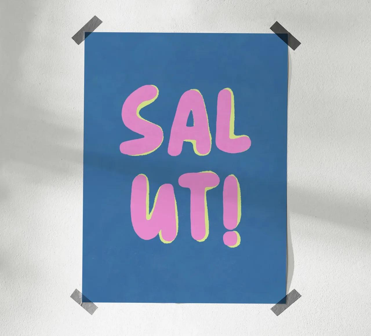 Salute, Pink Pop poster con telaio in legno da Carinaprint