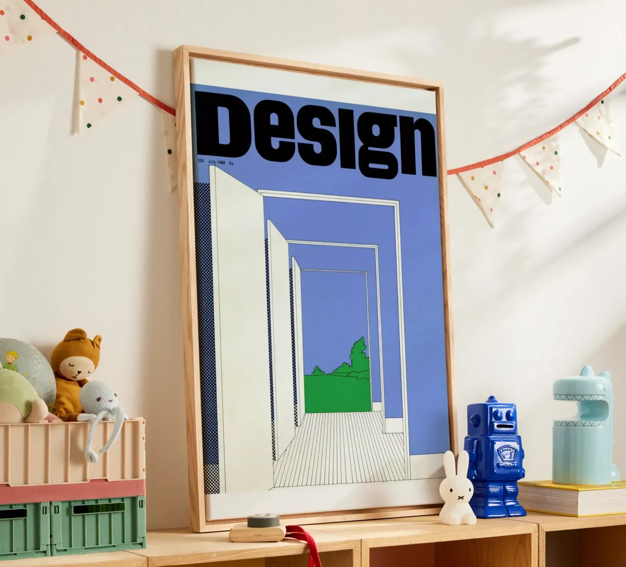 1968 July Design Magazine tela con Cornice a cassetta da Hemingway Design
