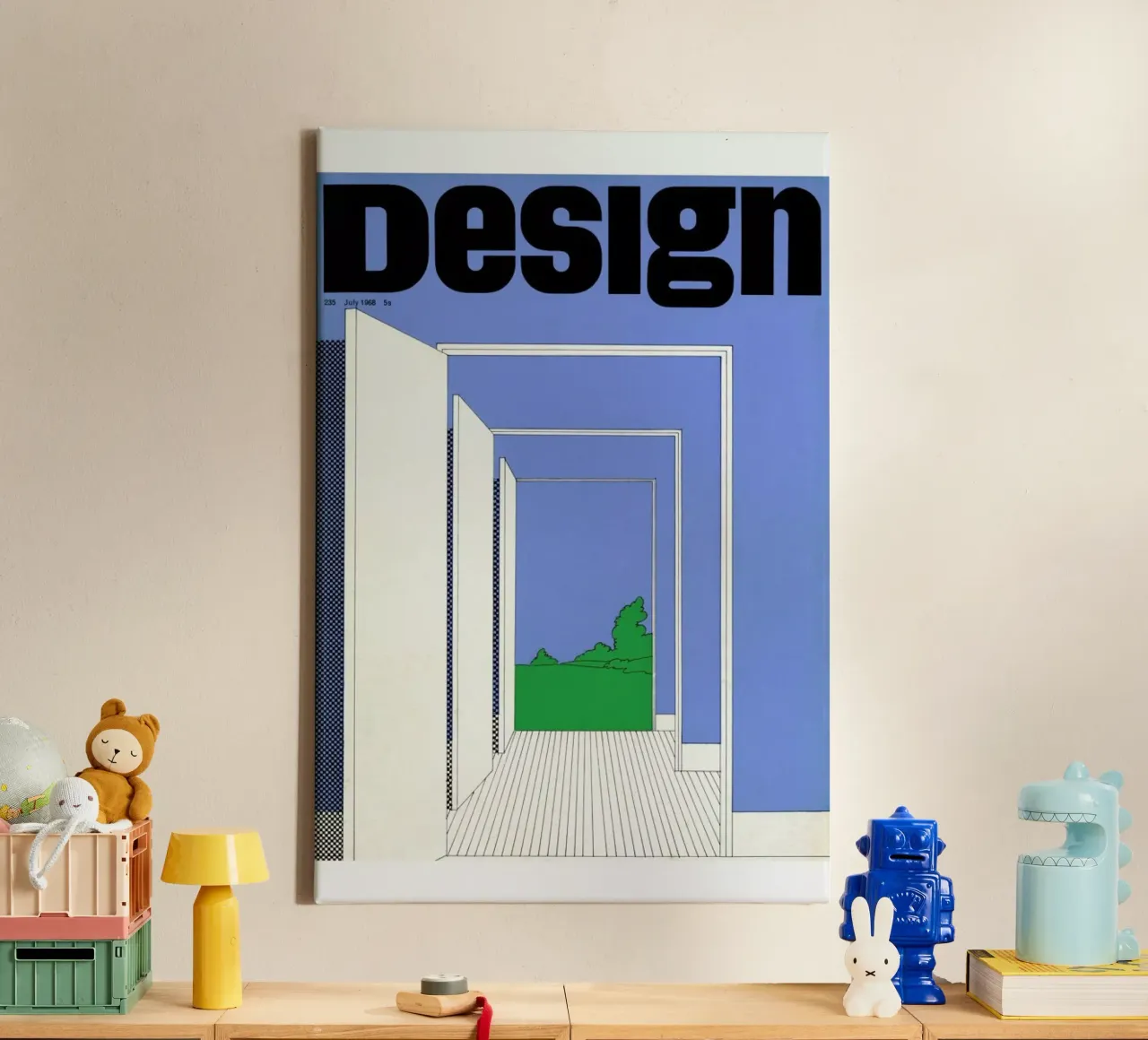 1968 July Design Magazine tela con Cornice a cassetta da Hemingway Design