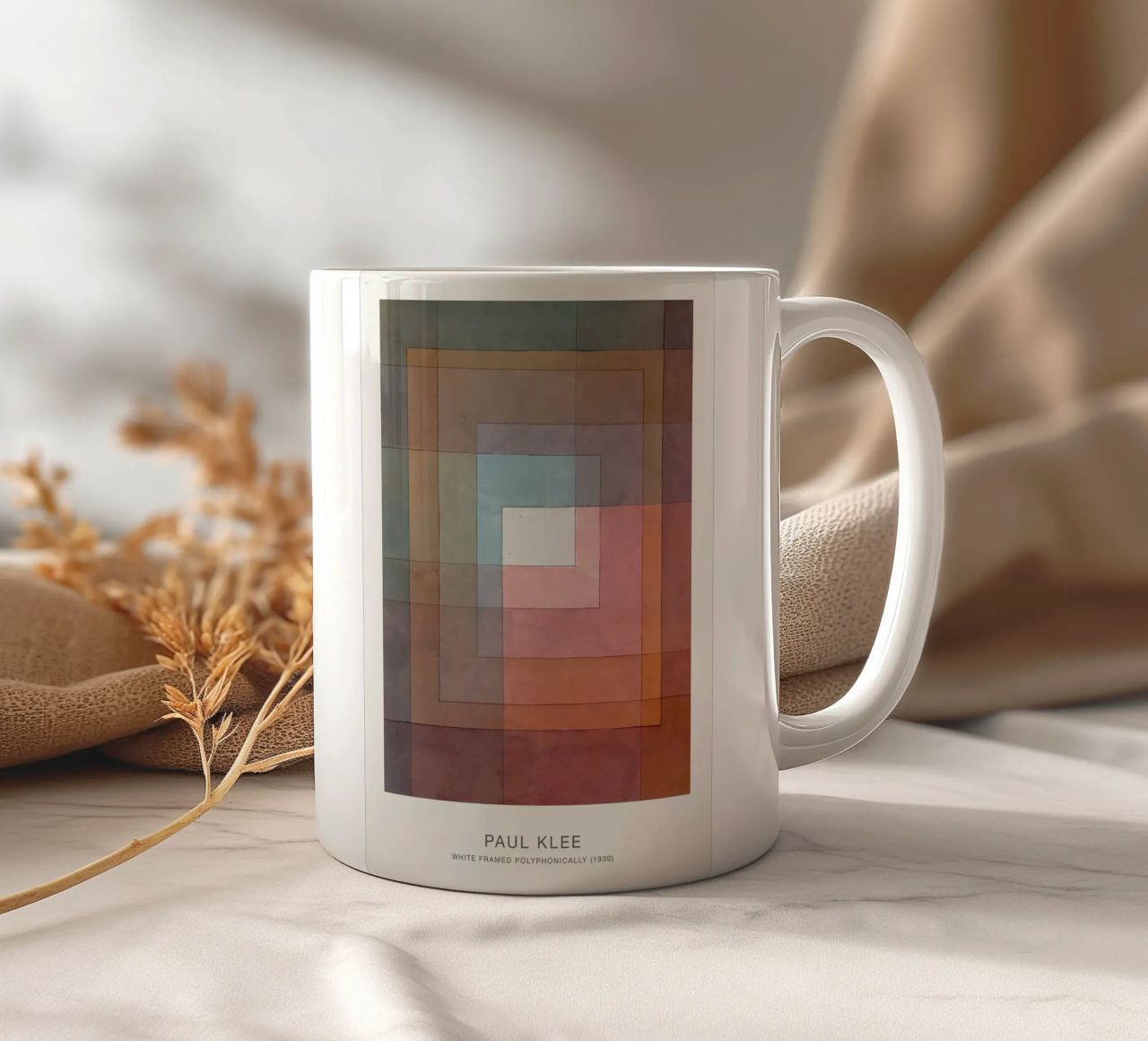 White Framed Polyphonically tazza in ceramica da Alana Gallerie