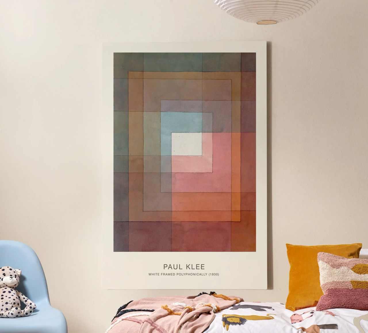 White Framed Polyphonically canvas by Alana Gallerie