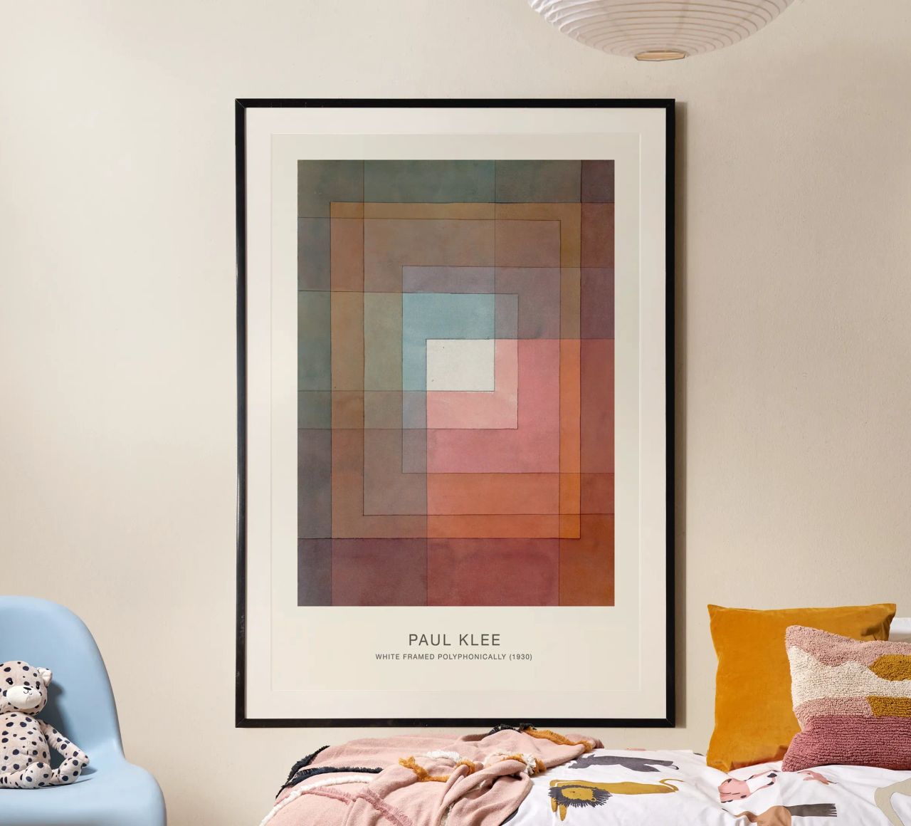 White Framed Polyphonically poster by Alana Gallerie