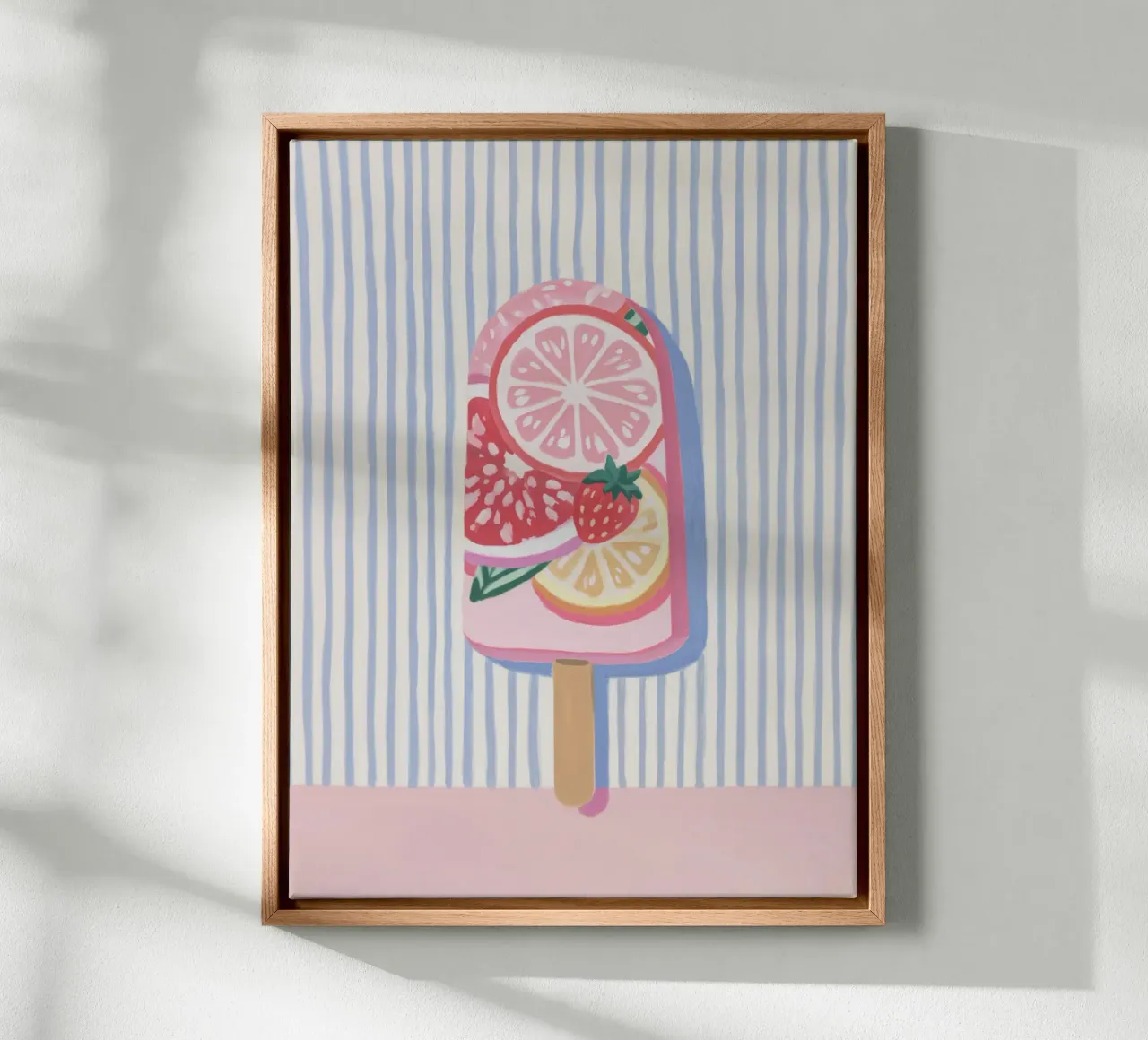 Ice cream fun with fruit canvas with Floater frame by Carinaprint