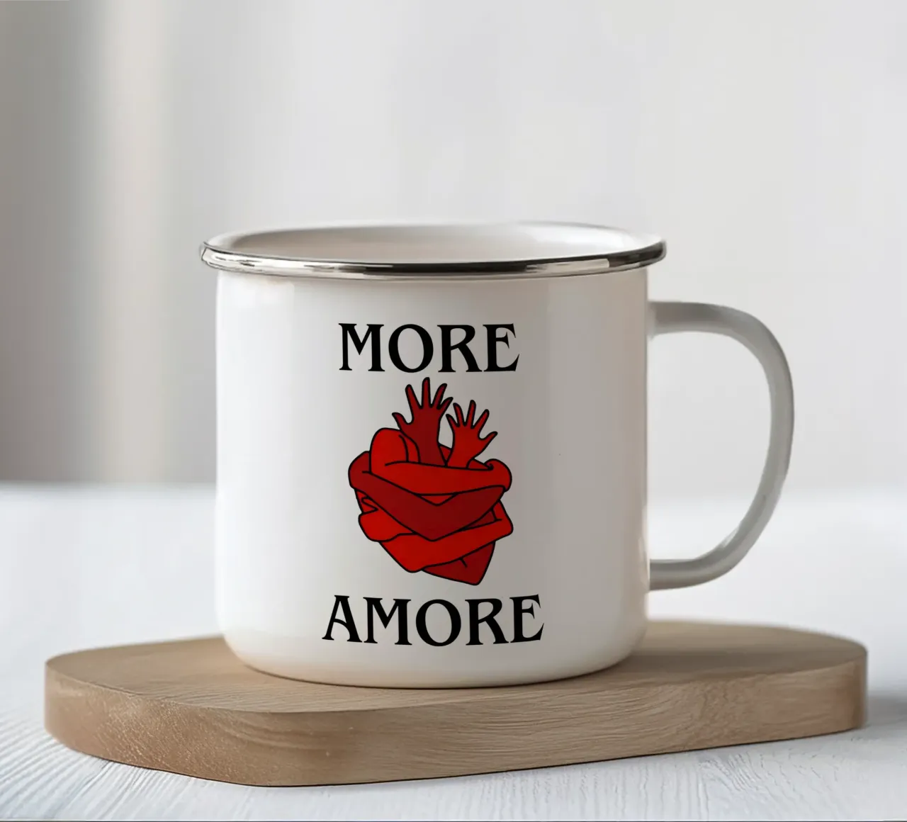 More Amore – Wrapped in Love tazza in smalto da Attaboy Dsgn