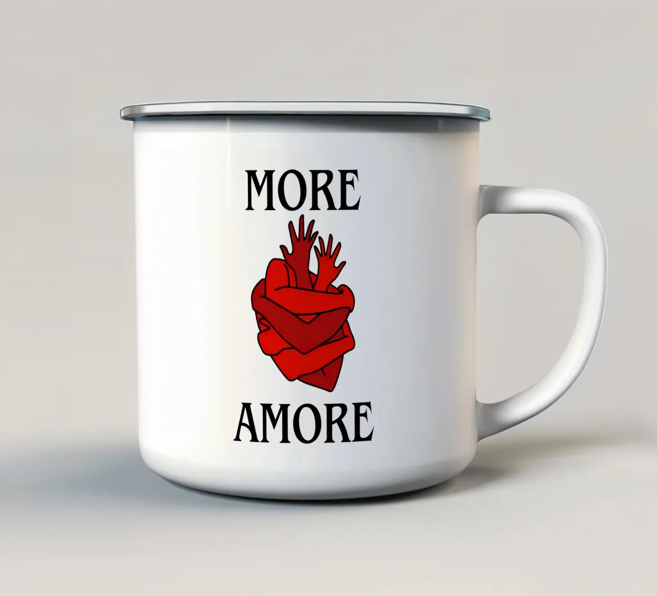 More Amore – Wrapped in Love tazza in smalto da Attaboy Dsgn