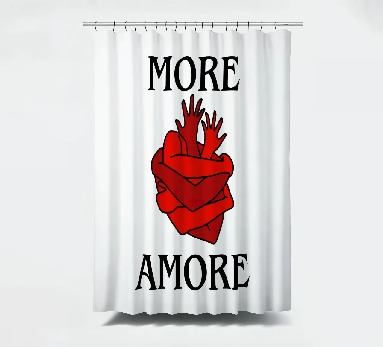 More Amore – Wrapped in Love shower curtain by Attaboy Dsgn