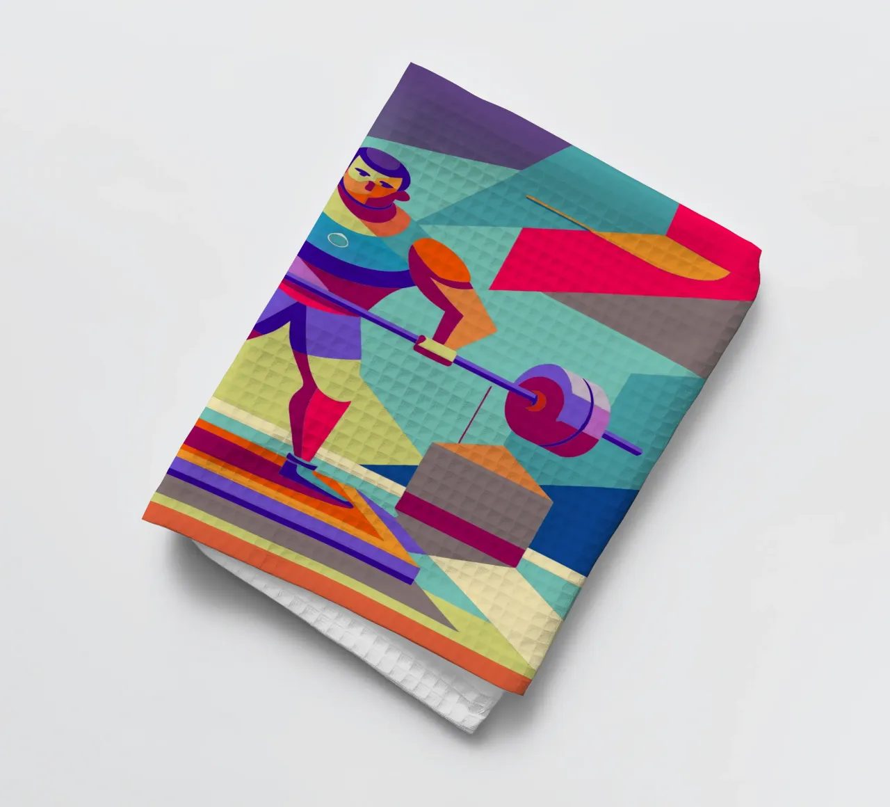 weightlifting sport vector imagination tea towel by Faiza