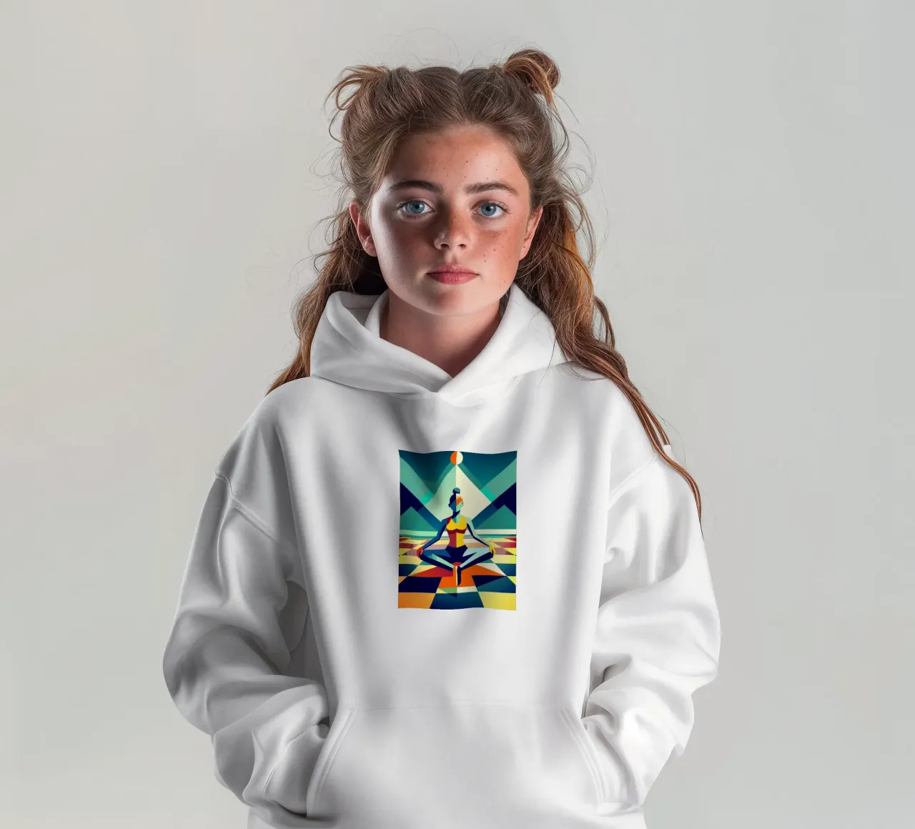 yoga sport vector imagination kids hoodie by Faiza
