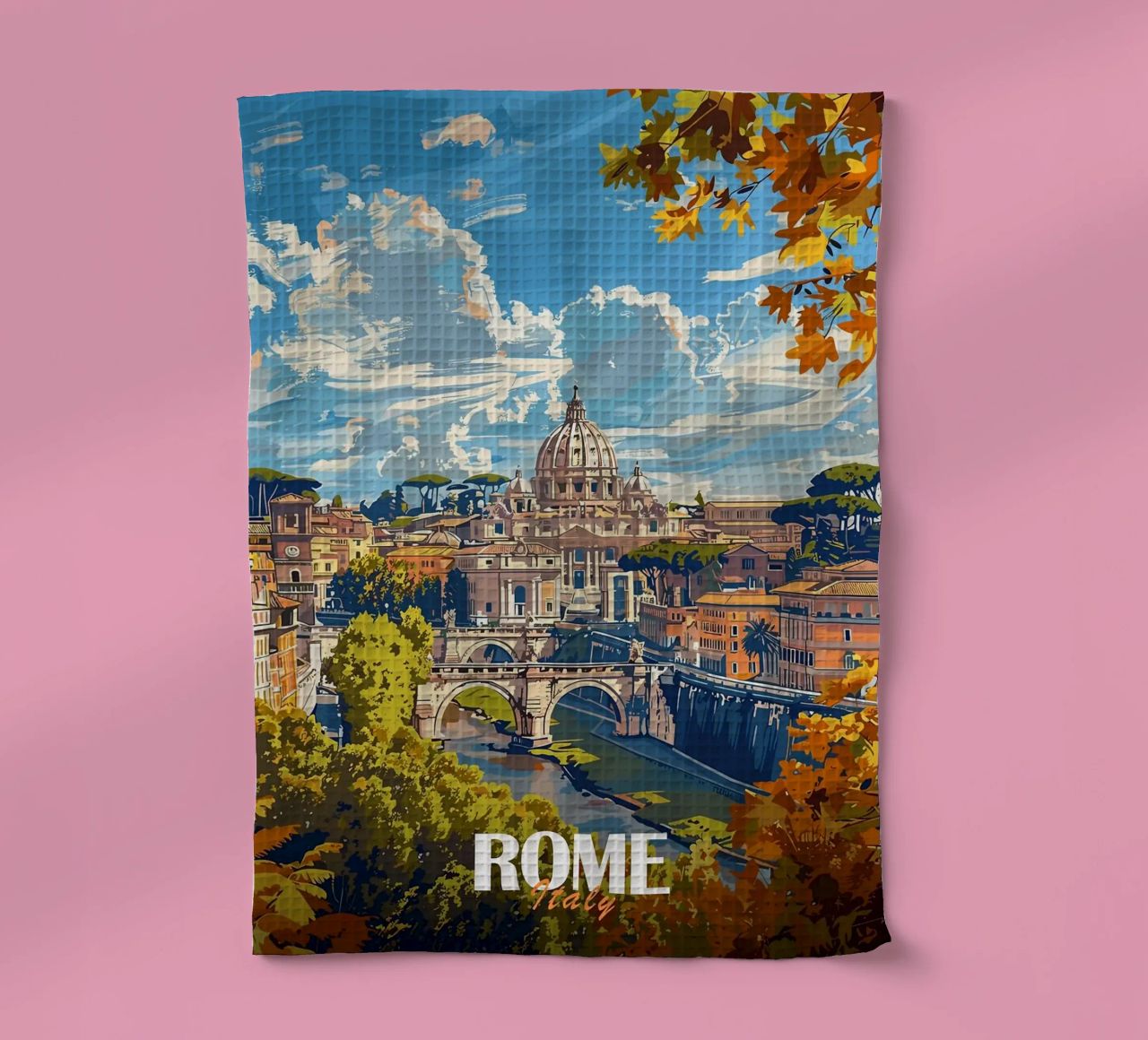 Vue de la ville de Rome et de la basilique Saint-Pierre torchon de Michael Wiese