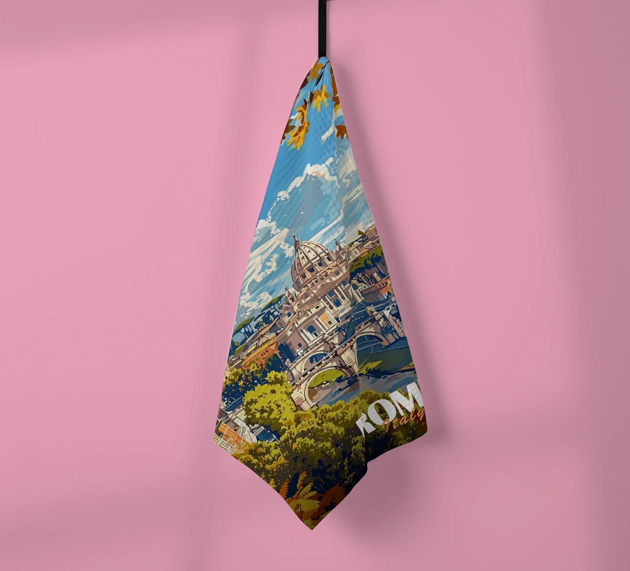 Vue de la ville de Rome et de la basilique Saint-Pierre torchon de Michael Wiese