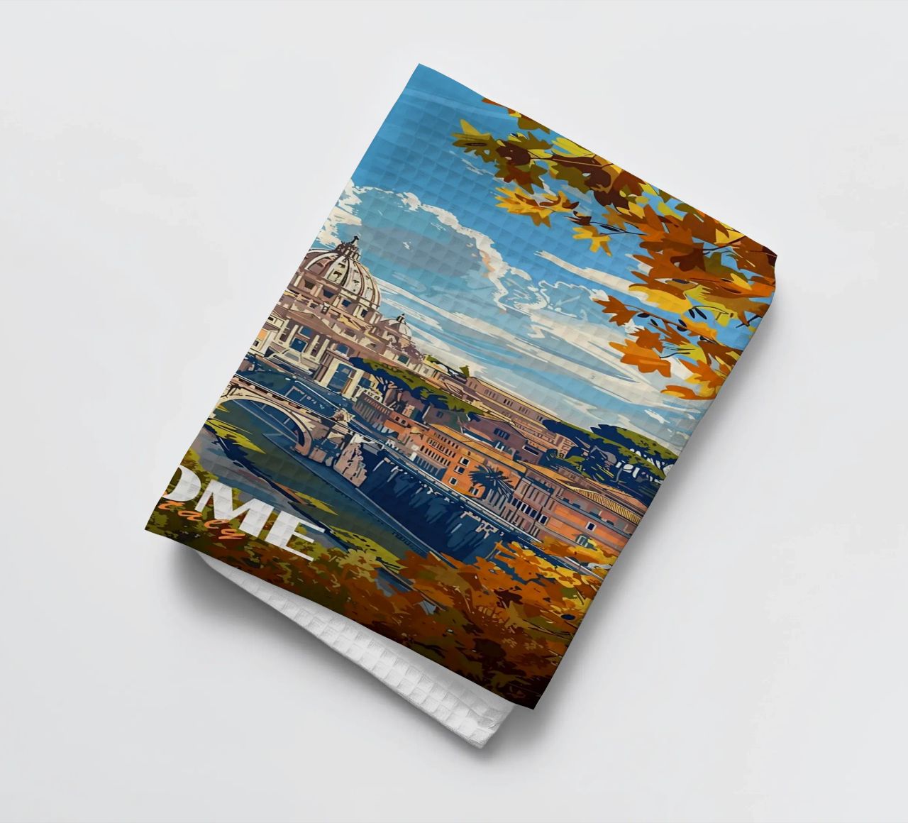 Vue de la ville de Rome et de la basilique Saint-Pierre torchon de Michael Wiese