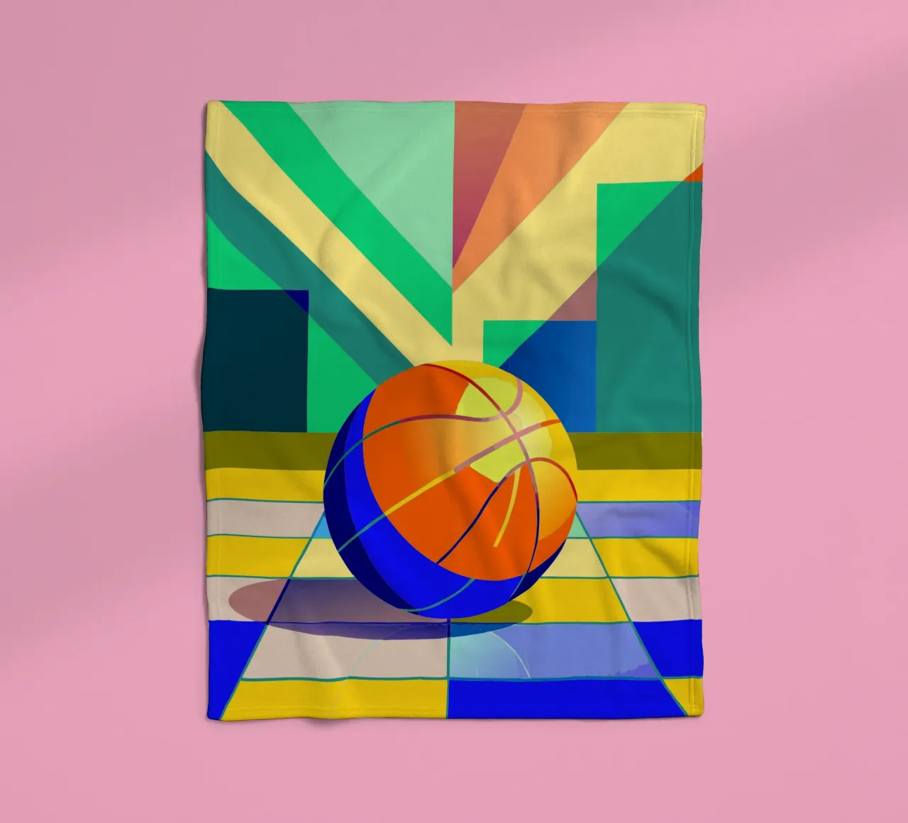 basketball vector art fleece blanket by Elfath