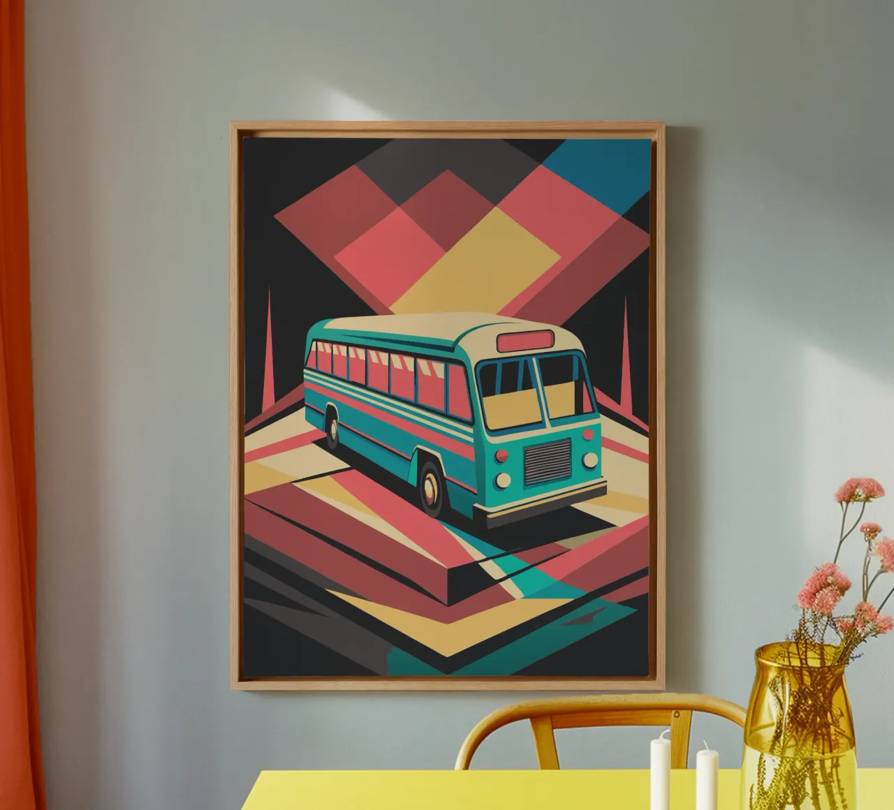 bus vector canvas with Floater frame by Elfath
