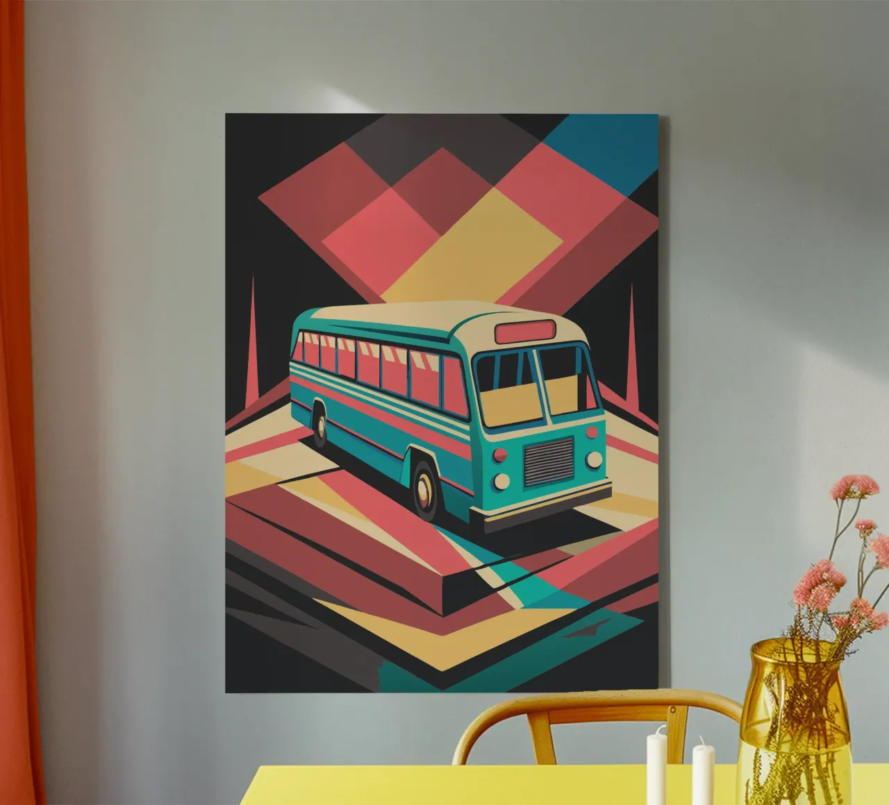 bus vector canvas with Floater frame by Elfath