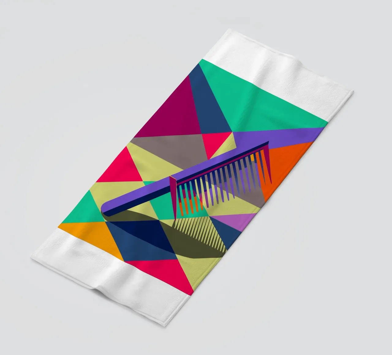 comb vector art beach towel by Elfath