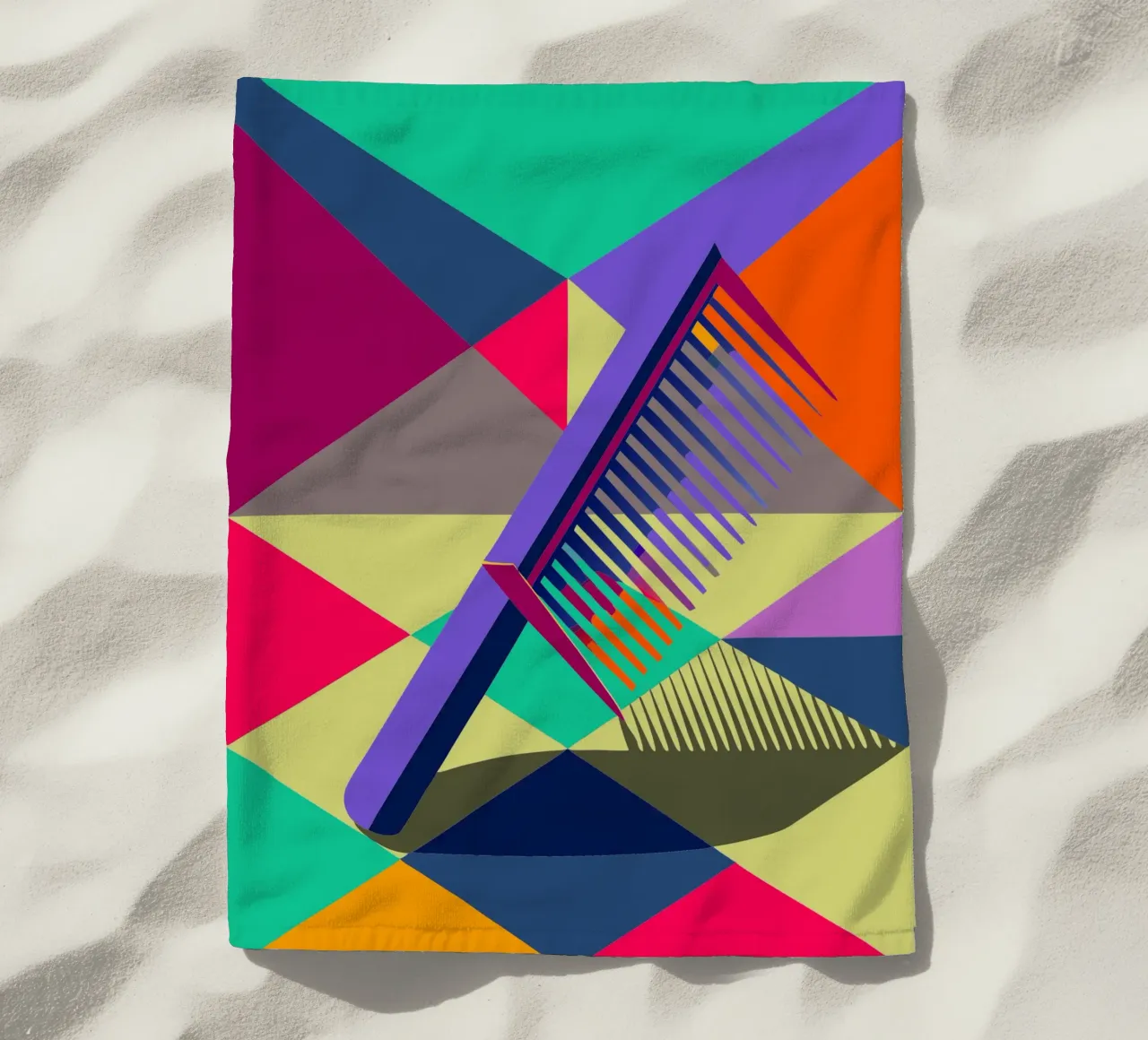 comb vector art beach towel by Elfath