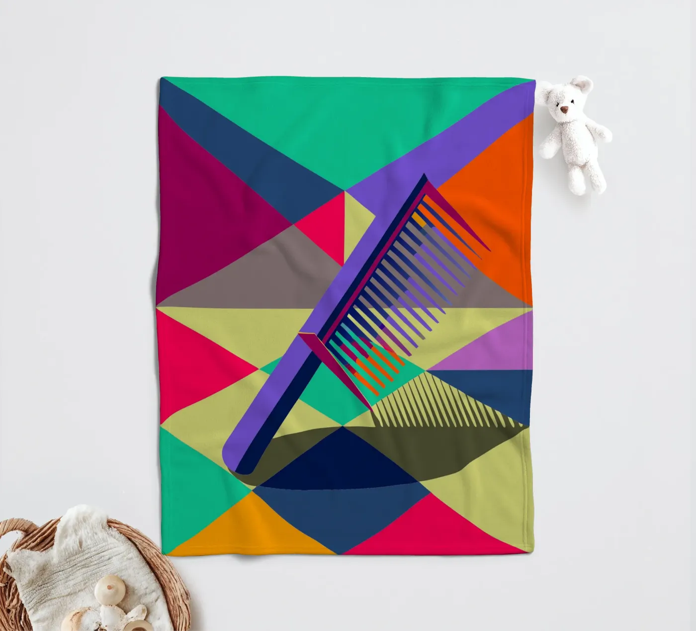 comb vector art fleece blanket by Elfath