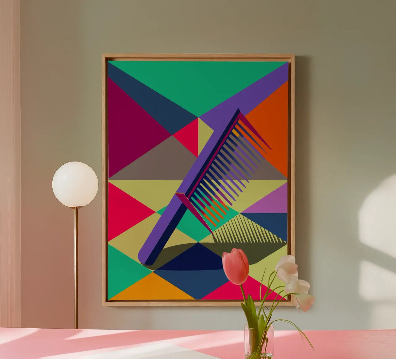 comb vector art canvas with Floater frame by Elfath