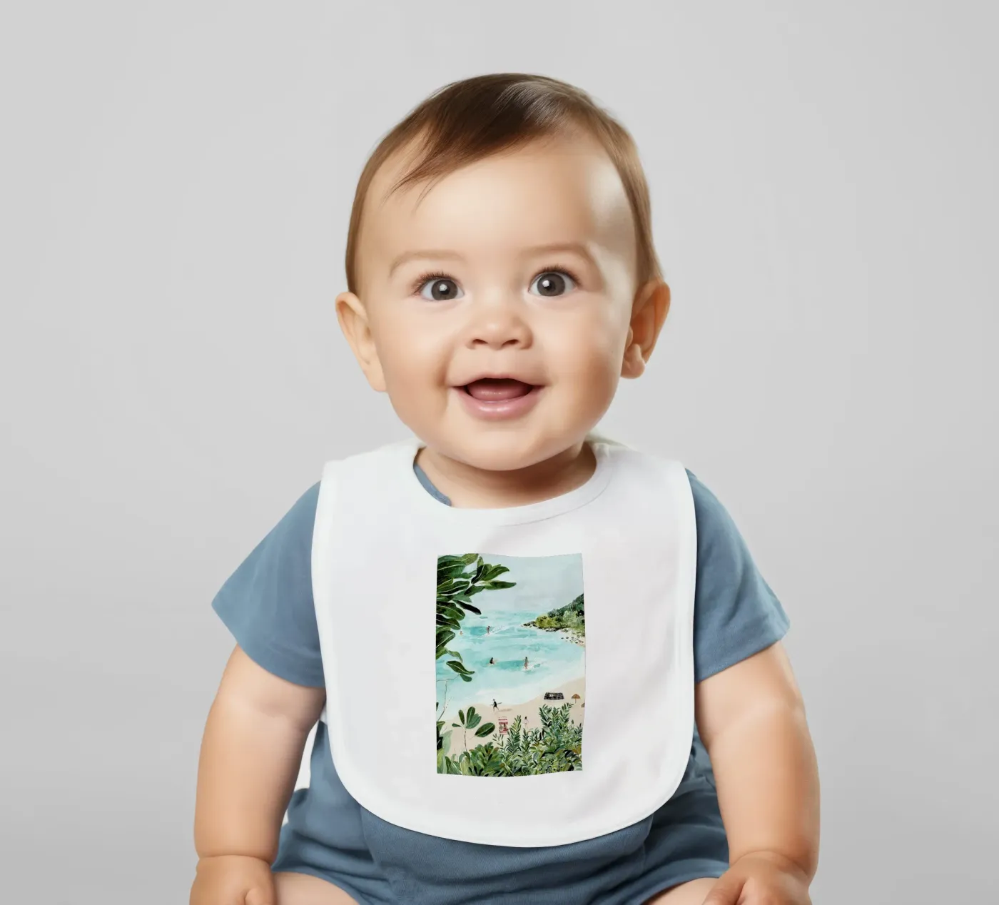 Sunny Beach baby bib by Isabelle Vandeplassche