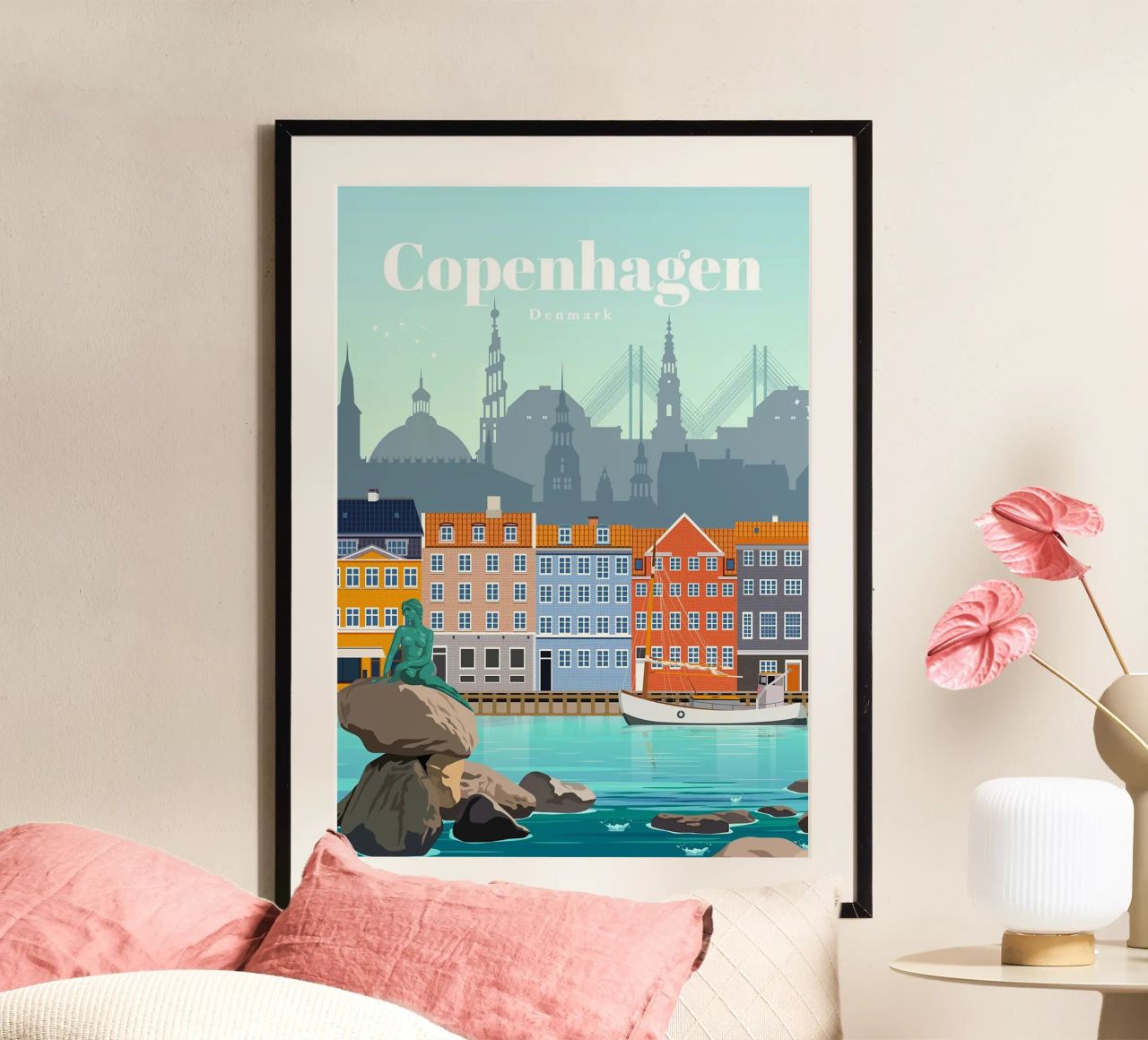 Travel to Kobenhavn poster by David A Ray