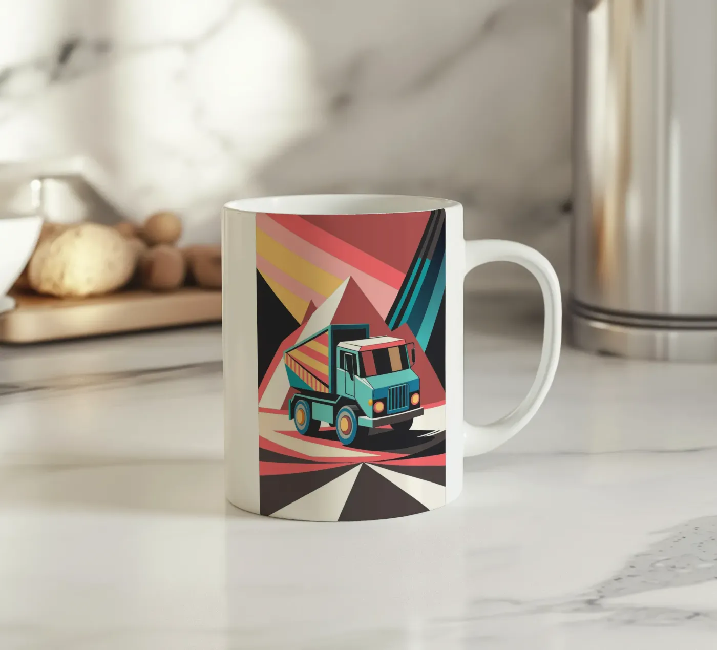 dump truck vector ceramic mug by Elfath