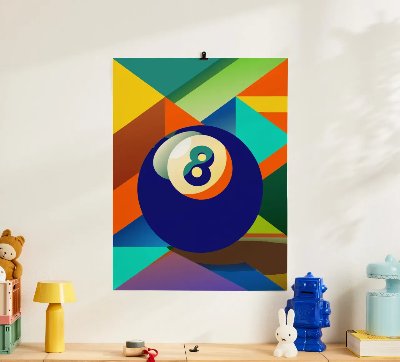 biliardo a otto palle poster con telaio in plastica da Elfath