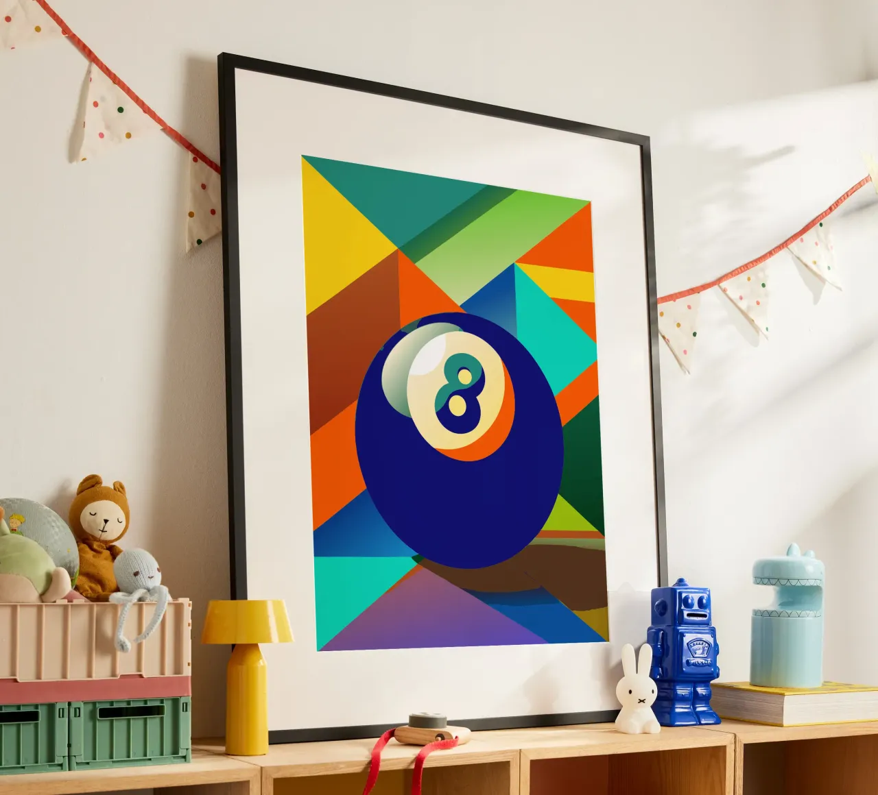 biliardo a otto palle poster con telaio in plastica da Elfath
