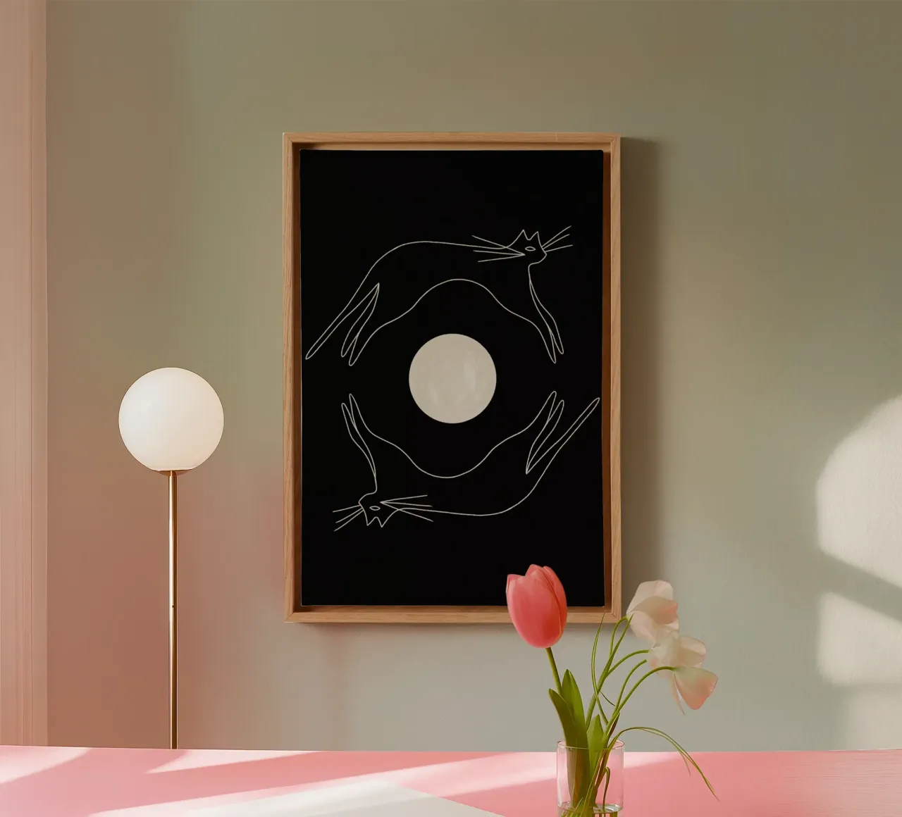 Cats & Moon tela con Cornice a cassetta da Kit Agar