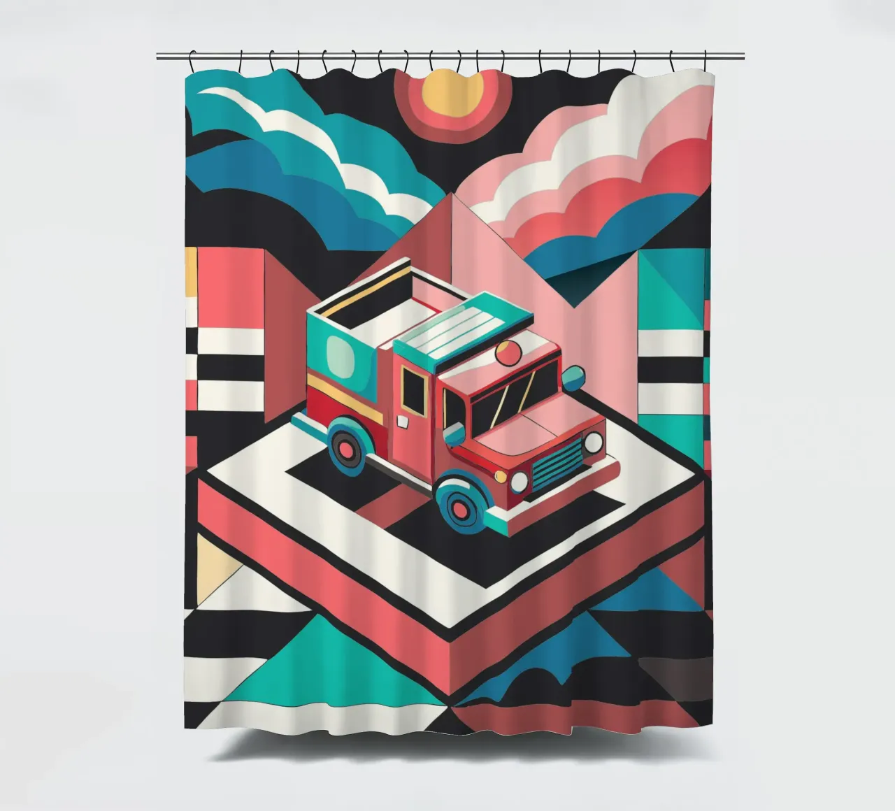 fire truck vector shower curtain by Elfath
