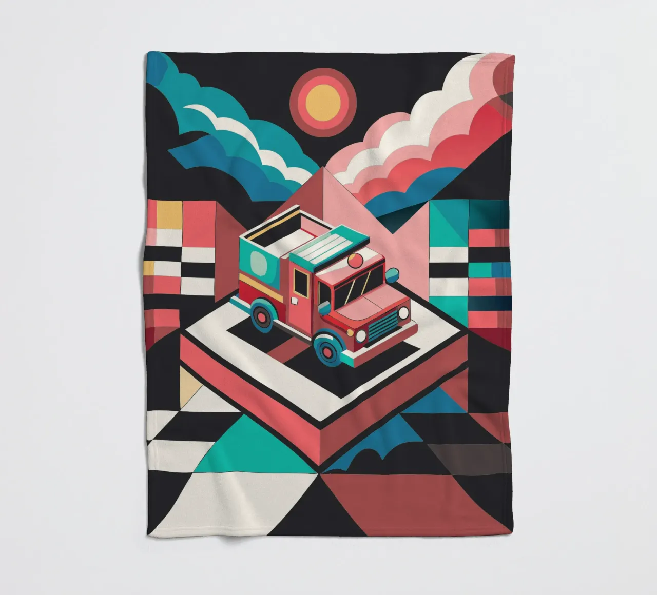 fire truck vector fleece blanket by Elfath