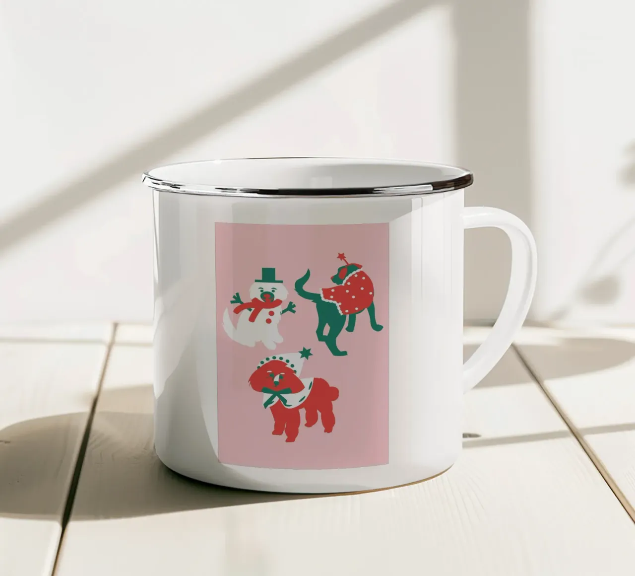 Jingle Paws tazza in smalto da Mariery Young