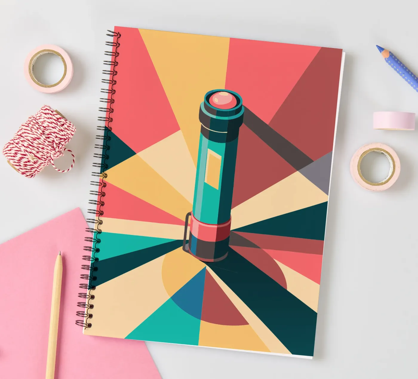 flashlight vector spiral notebook by Elfath