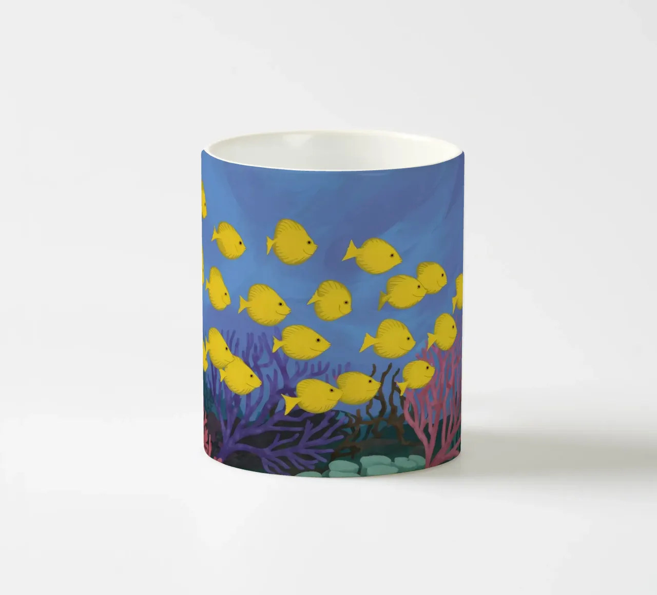 Poisson jaune flottant mug en céramique de Silk Palette