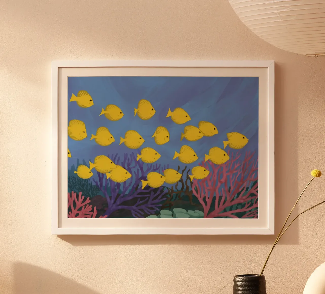 Poisson jaune flottant hahnemühle de Silk Palette