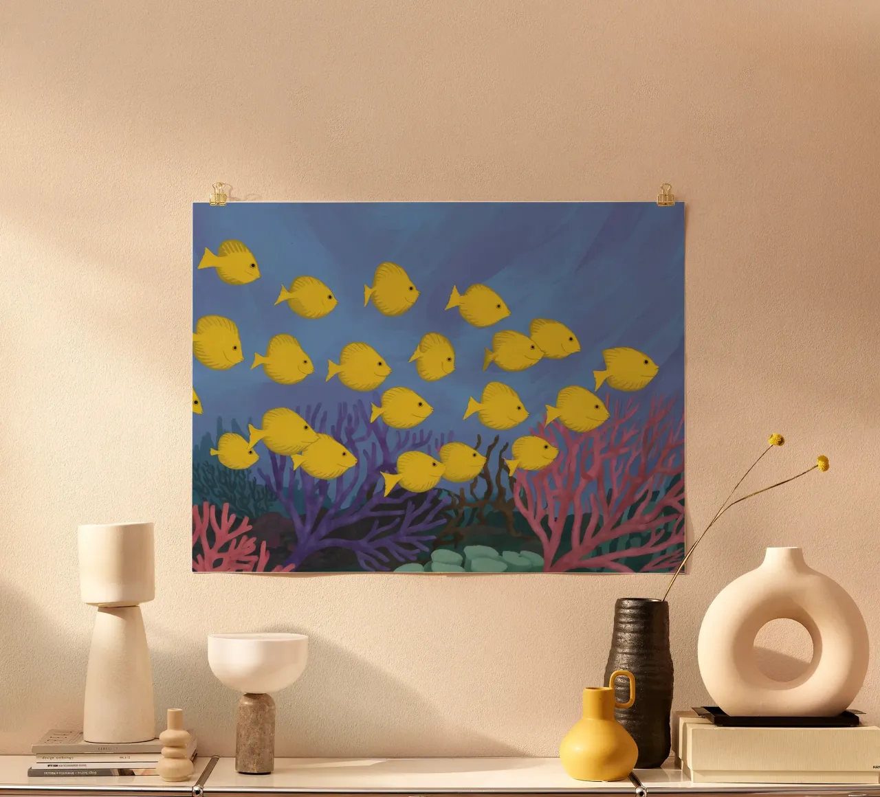 Poisson jaune flottant hahnemühle de Silk Palette