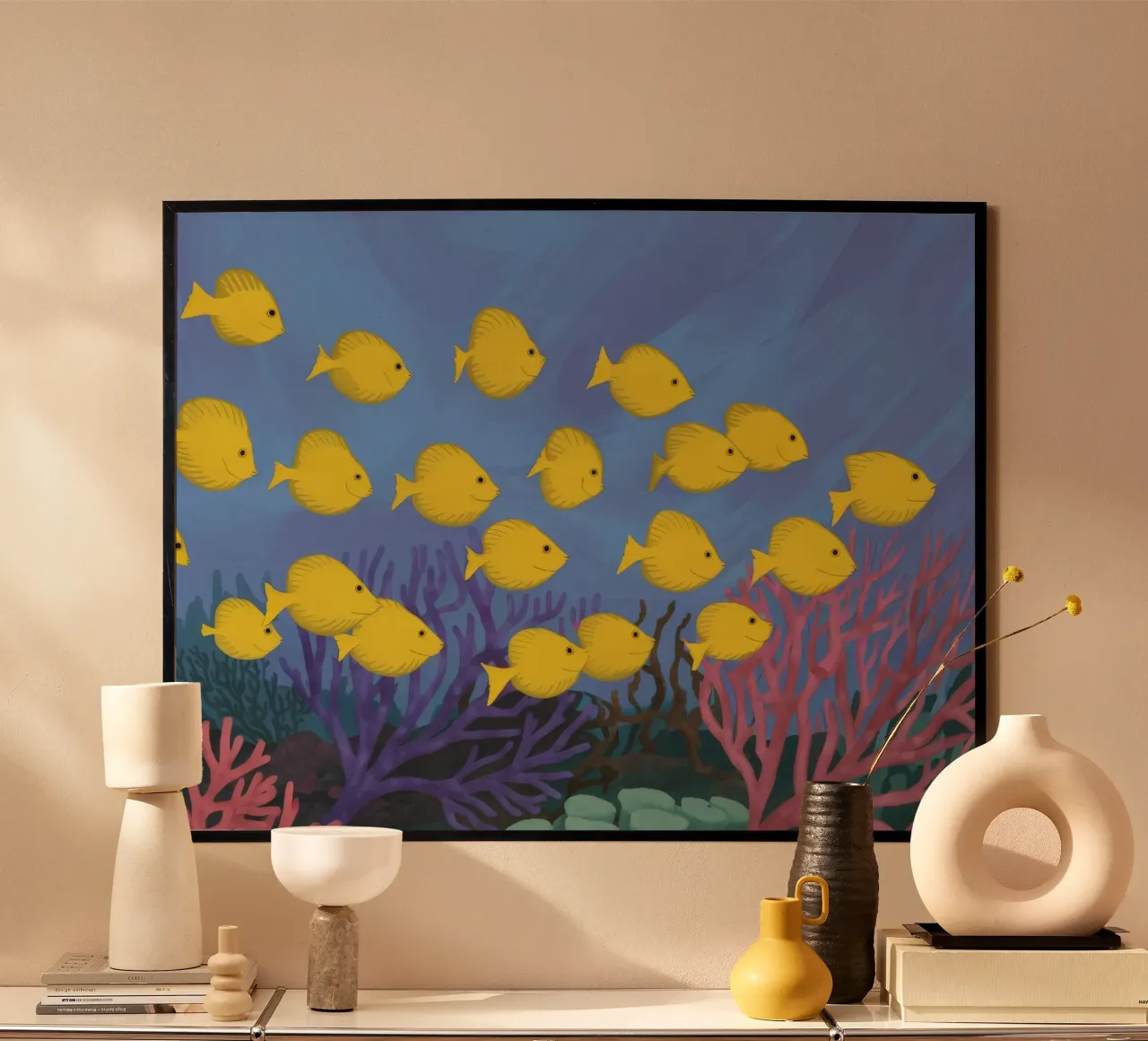 Poisson jaune flottant hahnemühle de Silk Palette