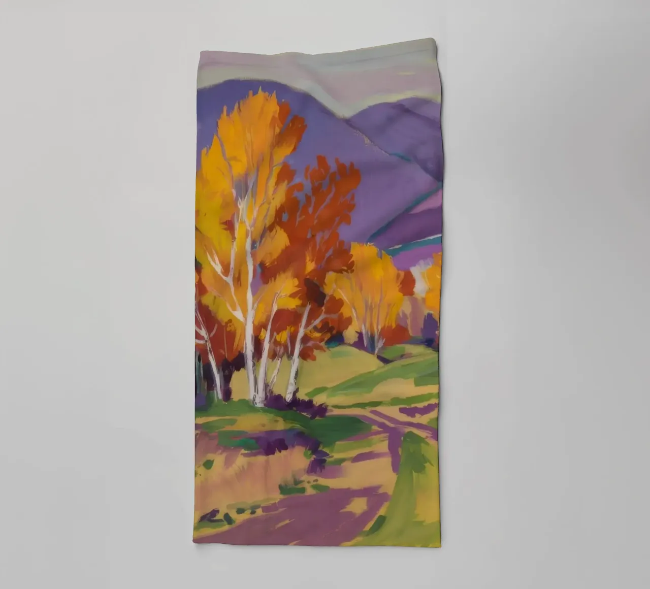 Birch Path Autumn towel by Radiance Landscape