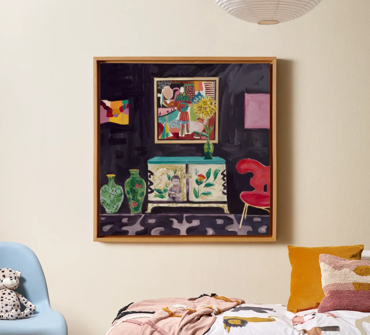 Psychedelic Cabinet Dreams canvas with Floater frame by Opal Strokes