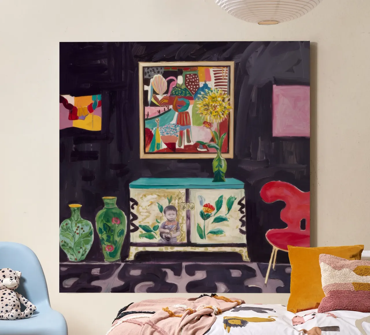 Psychedelic Cabinet Dreams canvas with Floater frame by Opal Strokes