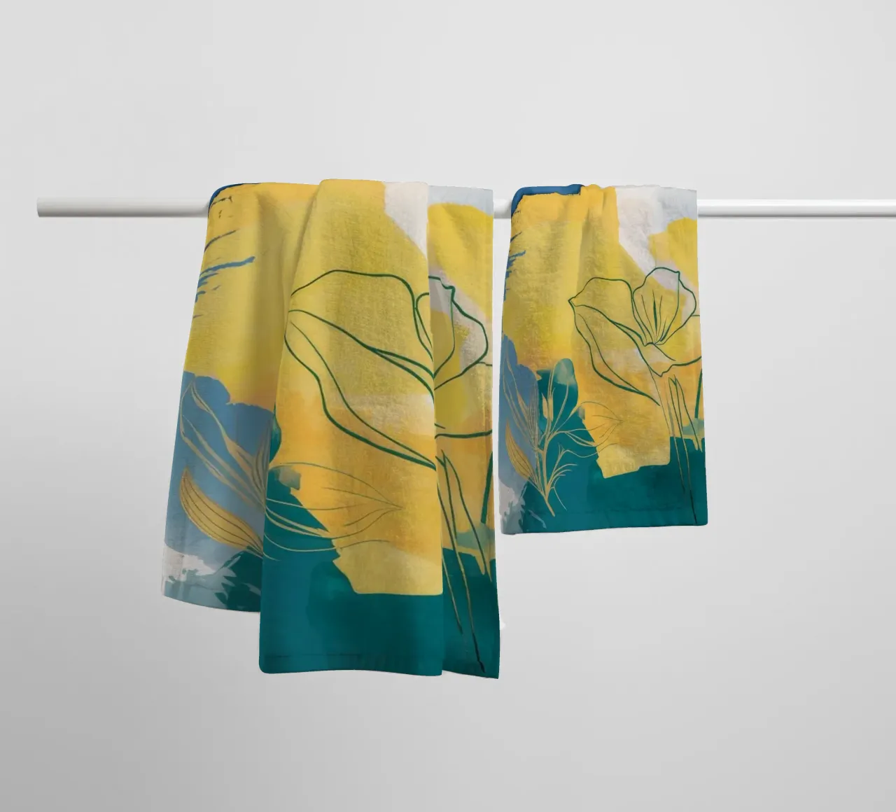 Sunset Flora Sketch towel by Dream Spectrum