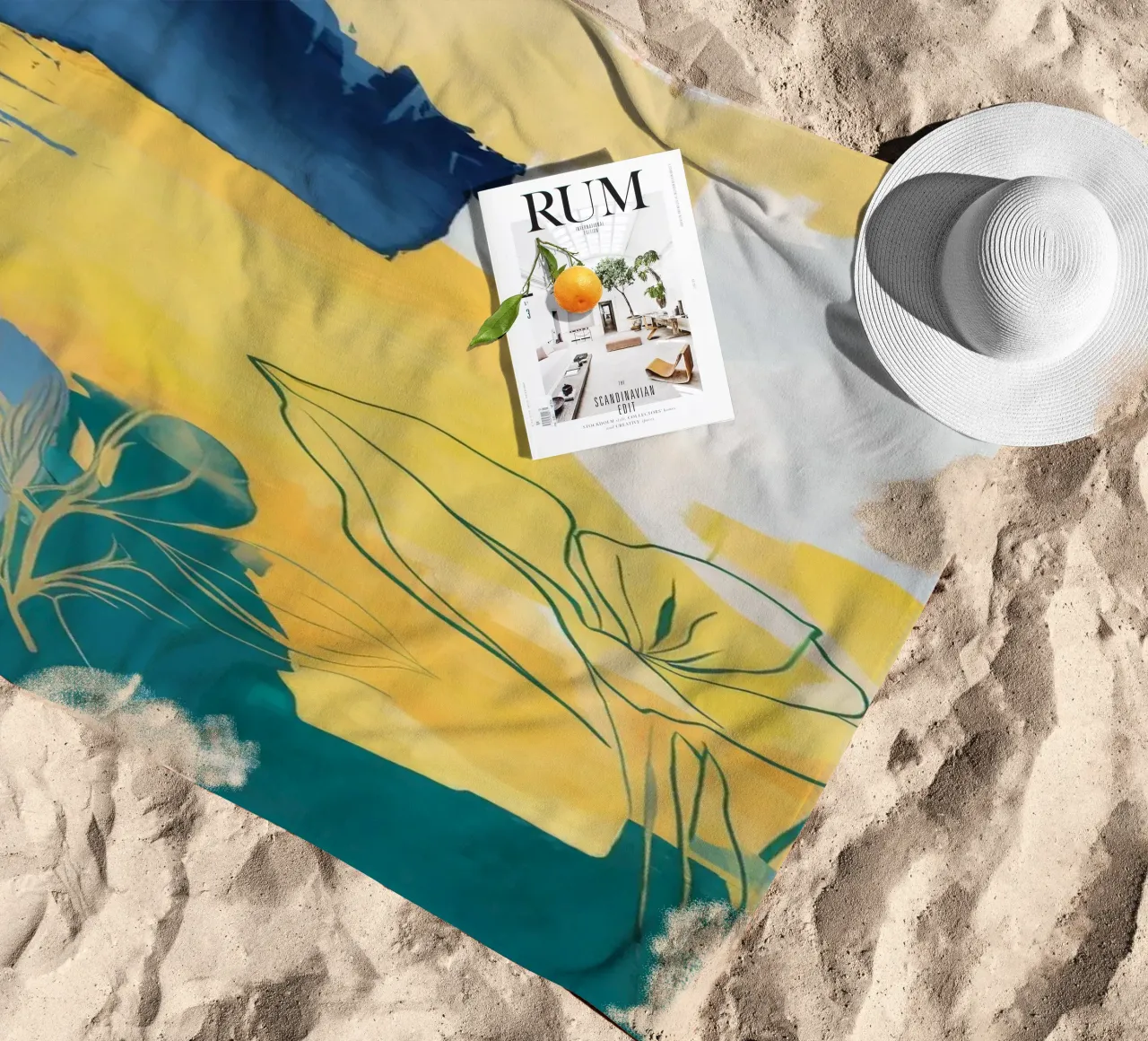 Schets zonsondergang Flora strandhanddoek van Dream Spectrum