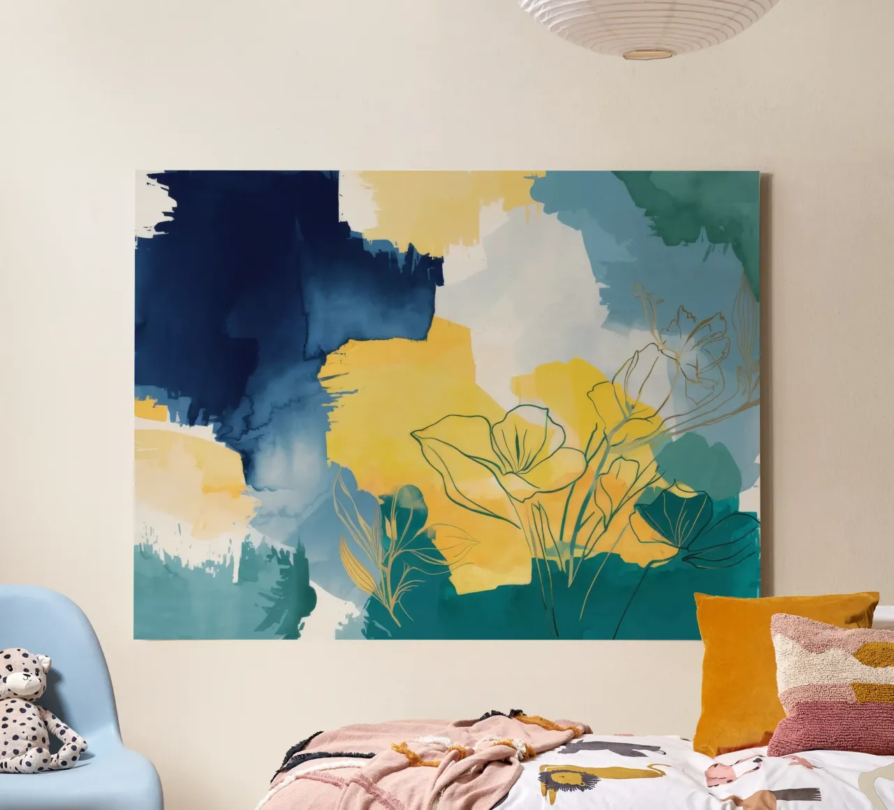 Schets zonsondergang Flora canvas van Dream Spectrum