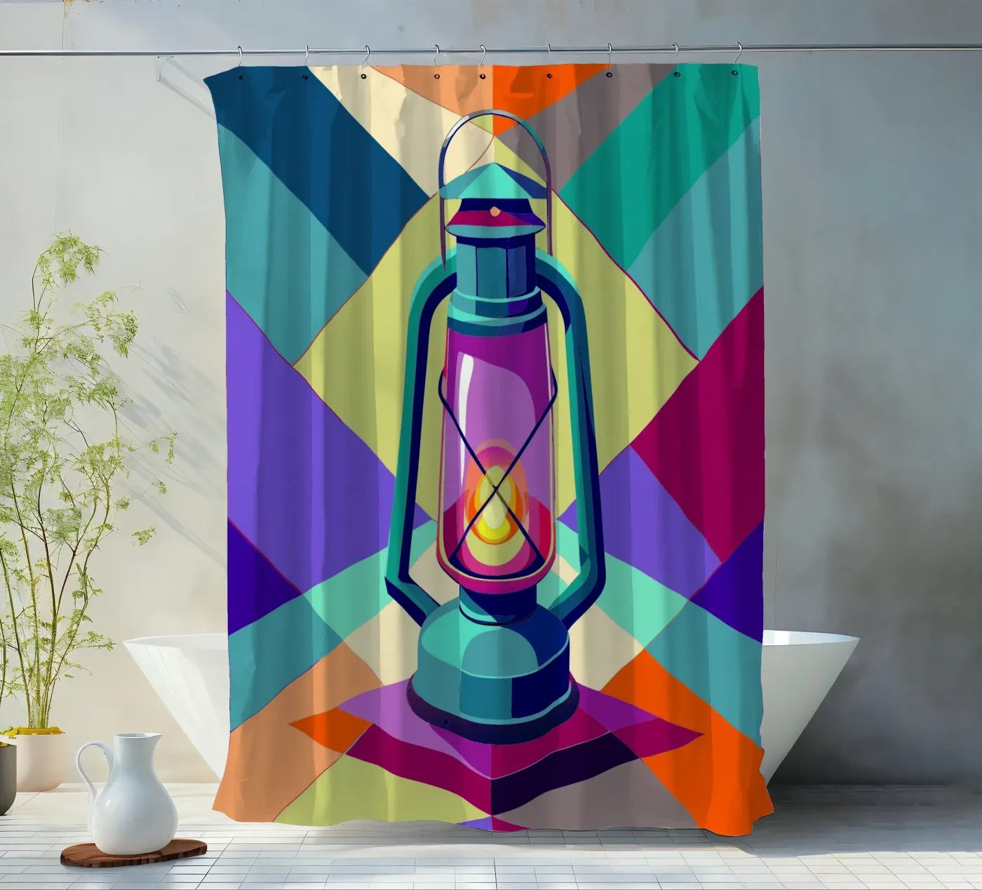 lantern light vector shower curtain by Elfath