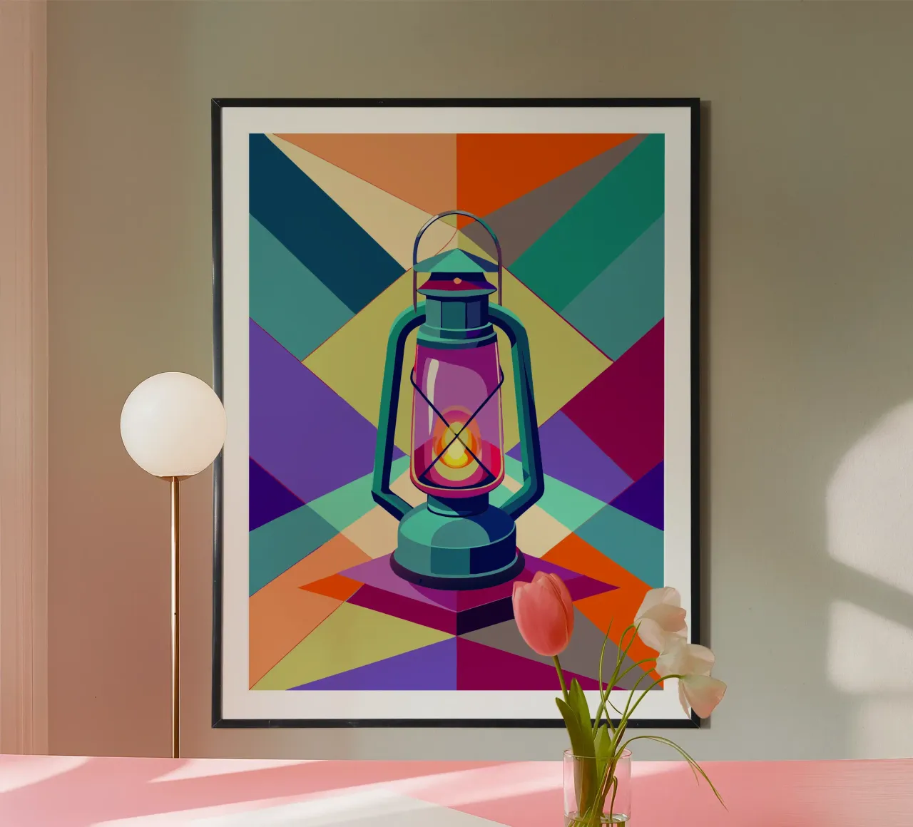 vettore della luce della lanterna poster con telaio in plastica da Elfath