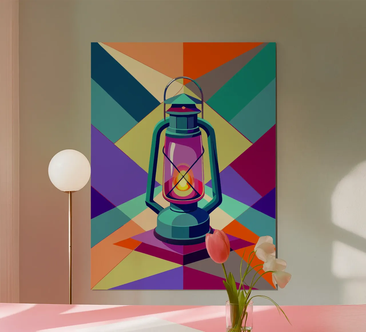 vettore della luce della lanterna poster con telaio in plastica da Elfath