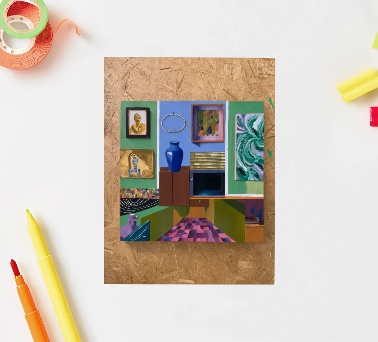 Patchwork kunst Vista sticker van Opal Strokes