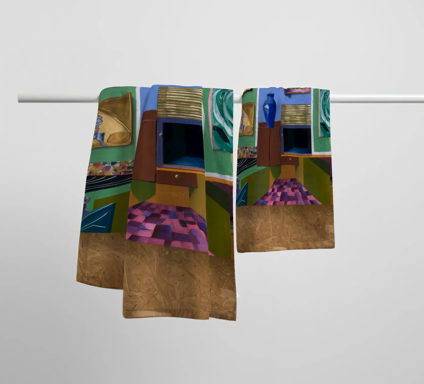 Patchwork kunst Vista badhanddoek van Opal Strokes
