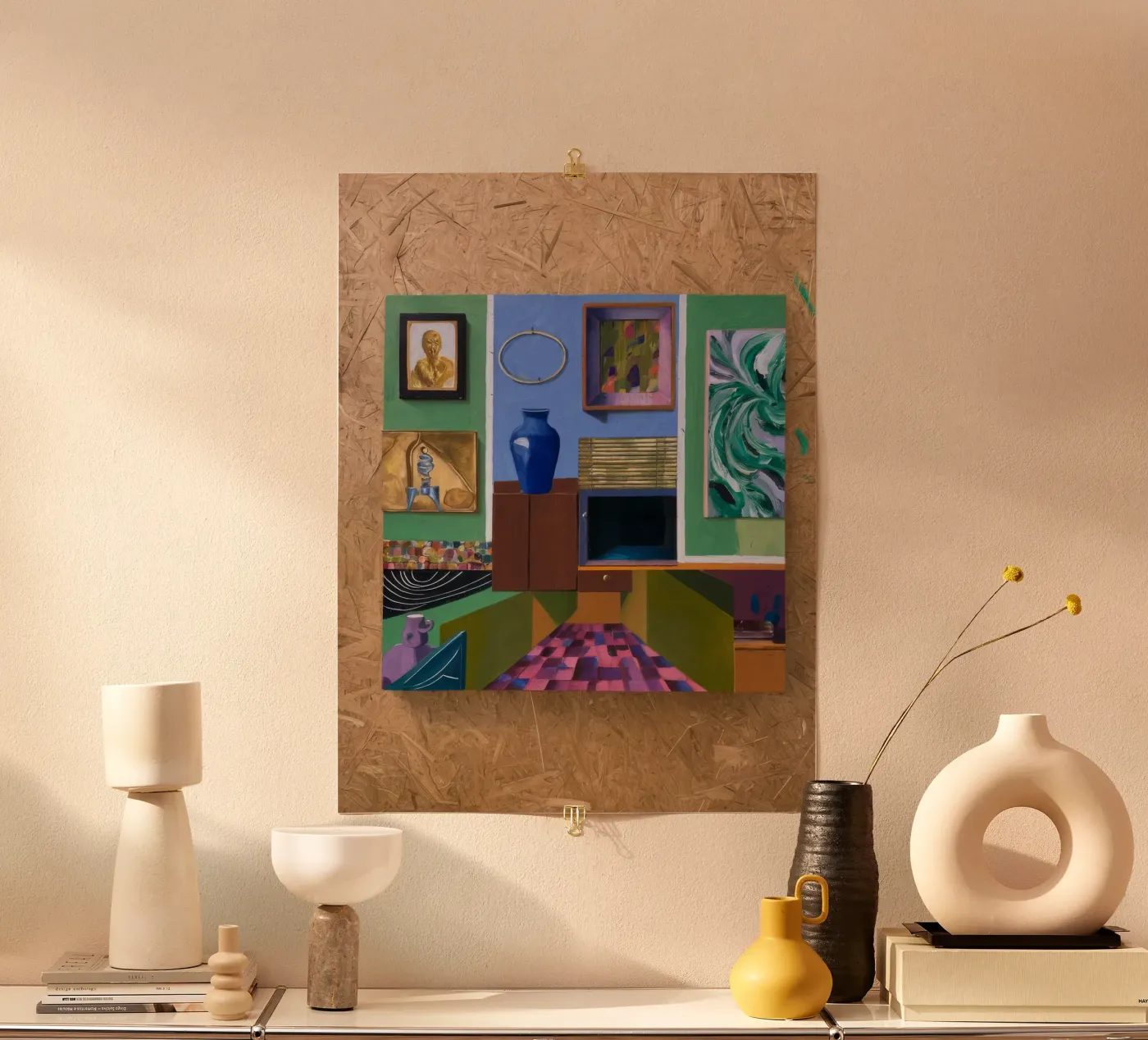 Patchwork kunst Vista poster van Opal Strokes