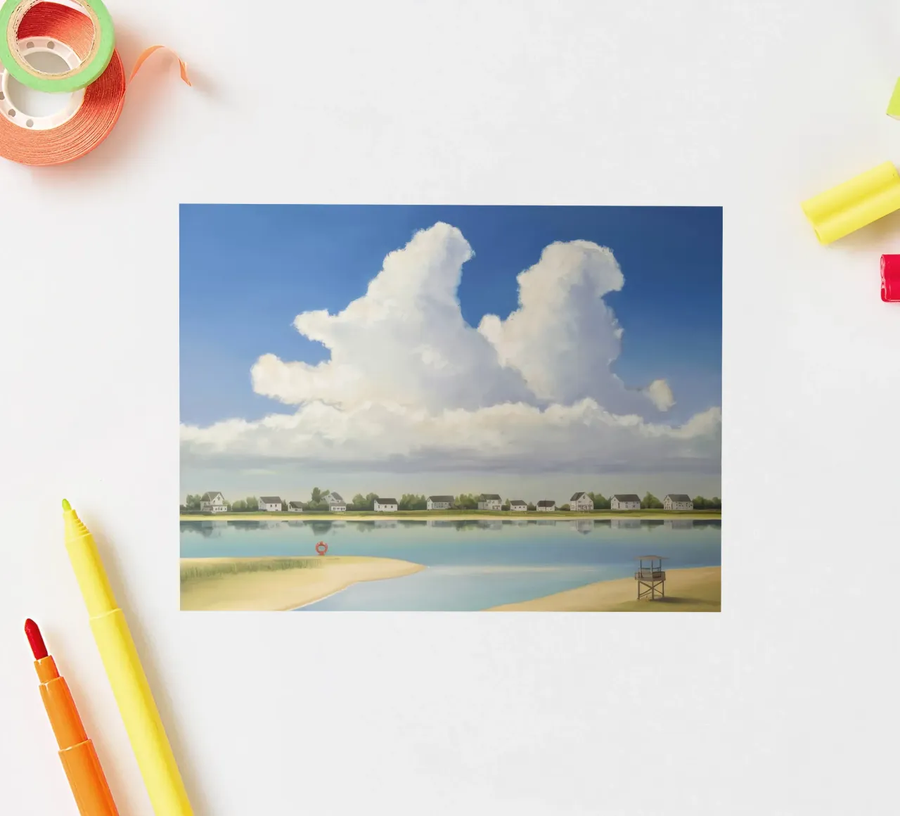 Wolkenlandschap boven kust sticker van Silk Palette